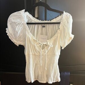 American Eagle White Peasant Blouse
